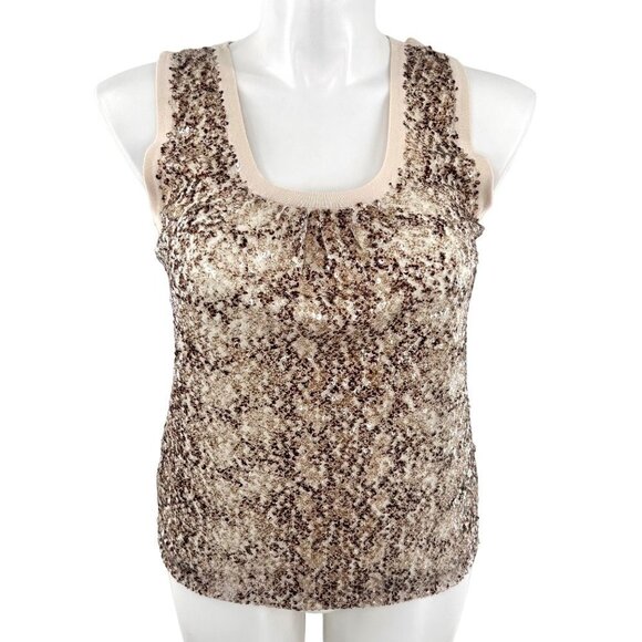 CHICO'S ANIMAL PRINT SEQUIN SLEEVELESS SWEATER - L/12/CH 2 - Picture 1 of 4